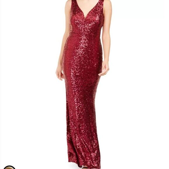 CRYSTAL DOLL Red Sequin Prom Dress Size 9 - Picture 1 of 14